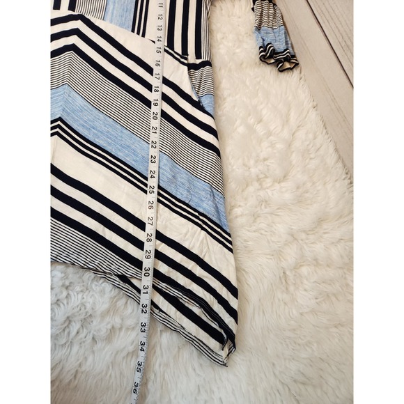 Chico's Womens Multicolor Striped Long Sleeve Asymmetric Hem Tunic Blouse Size L - Picture 6 of 6